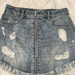 Denim Distressed Skirt